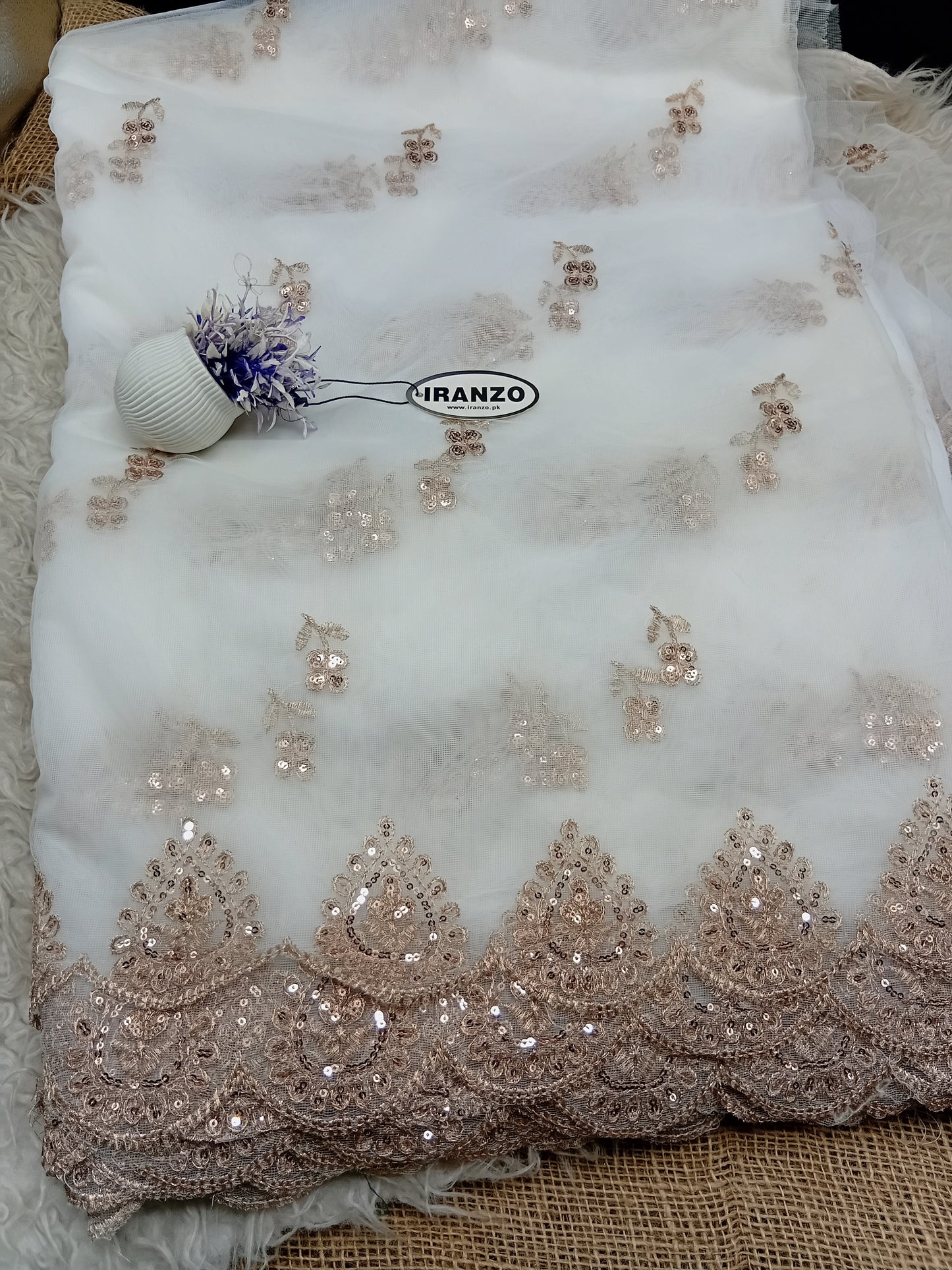 Dyeable Sequence Net Dupatta