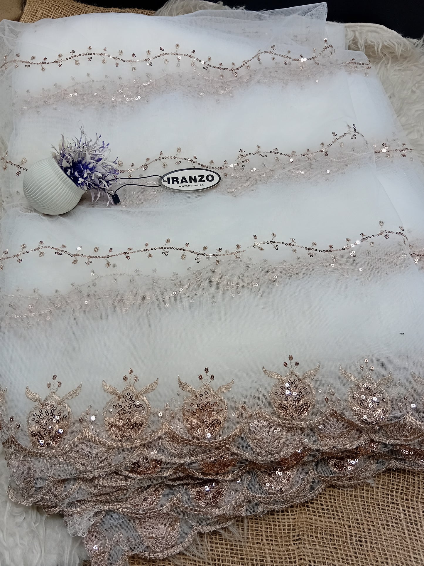 Dyeable Sequence Net Dupatta