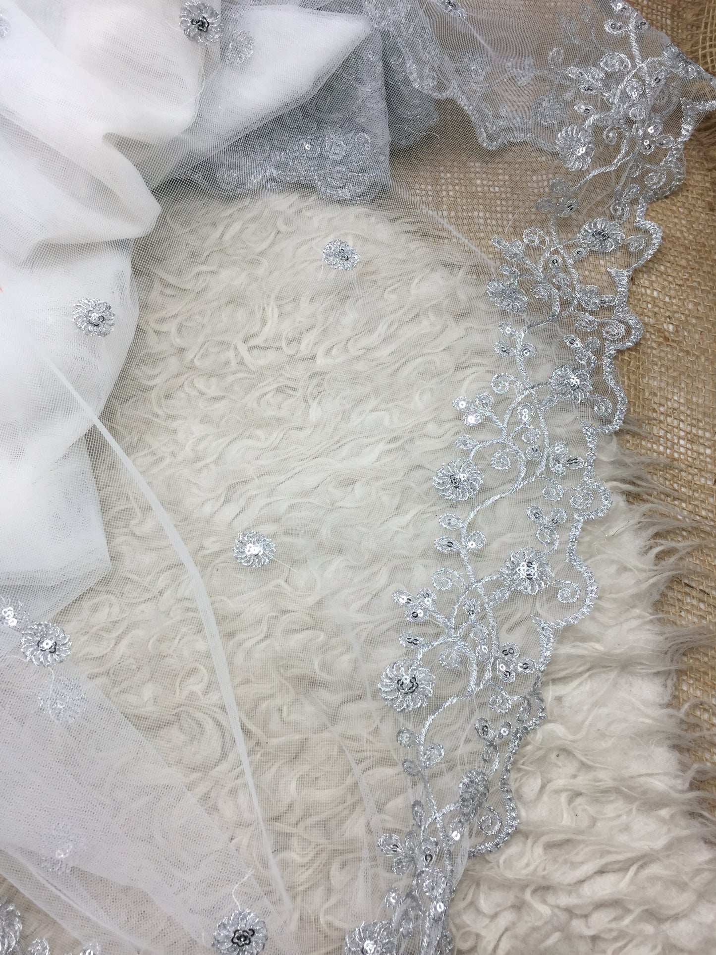 Dyeable Sequence Net Dupatta