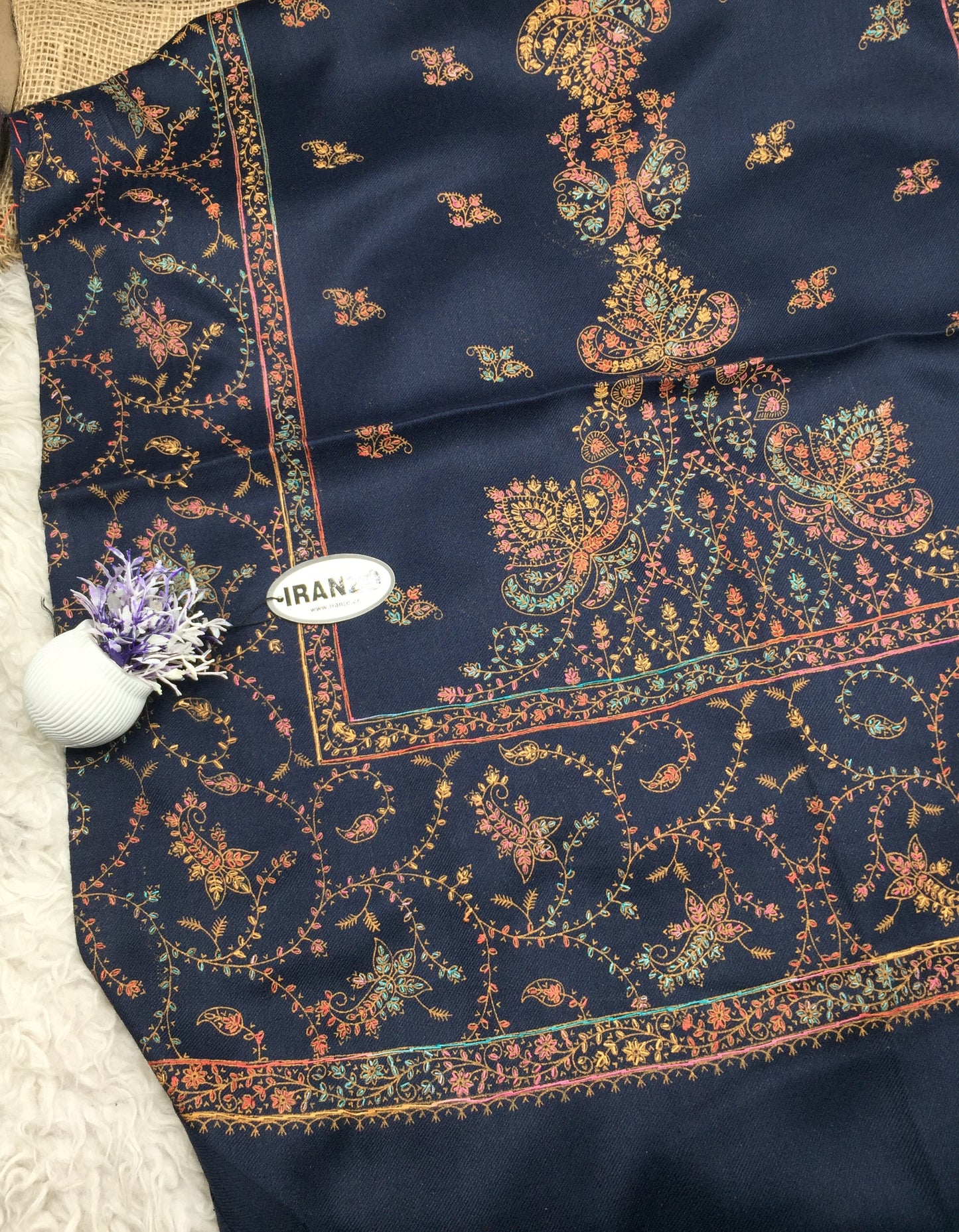 Hand Embroidered Central Motif Winter Stole New Arrivals