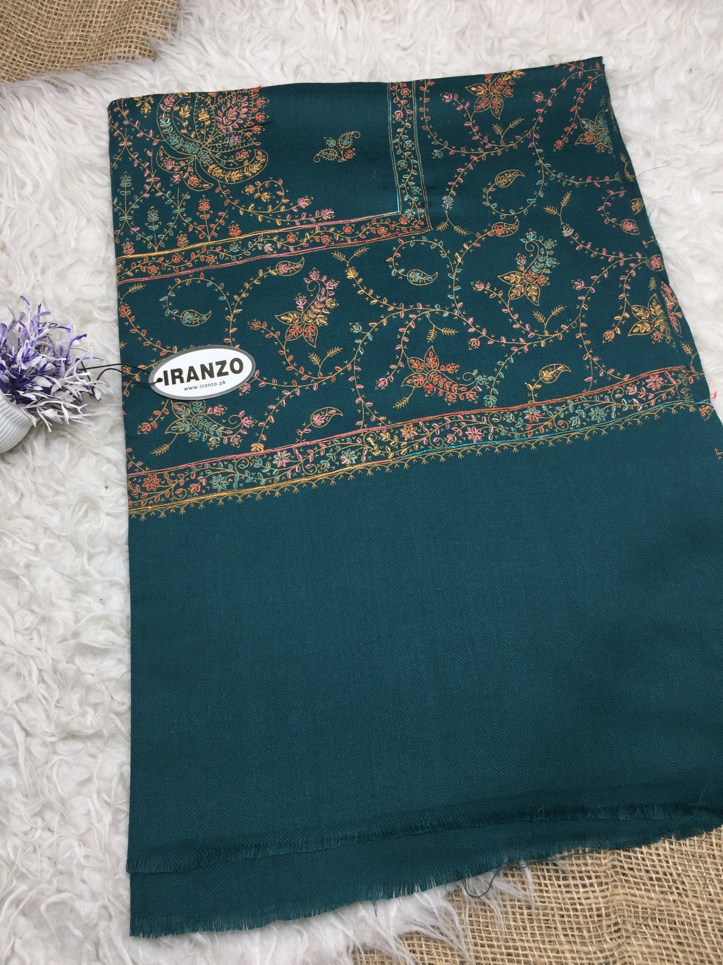Hand Embroidered Central Motif Winter Stole New Arrivals