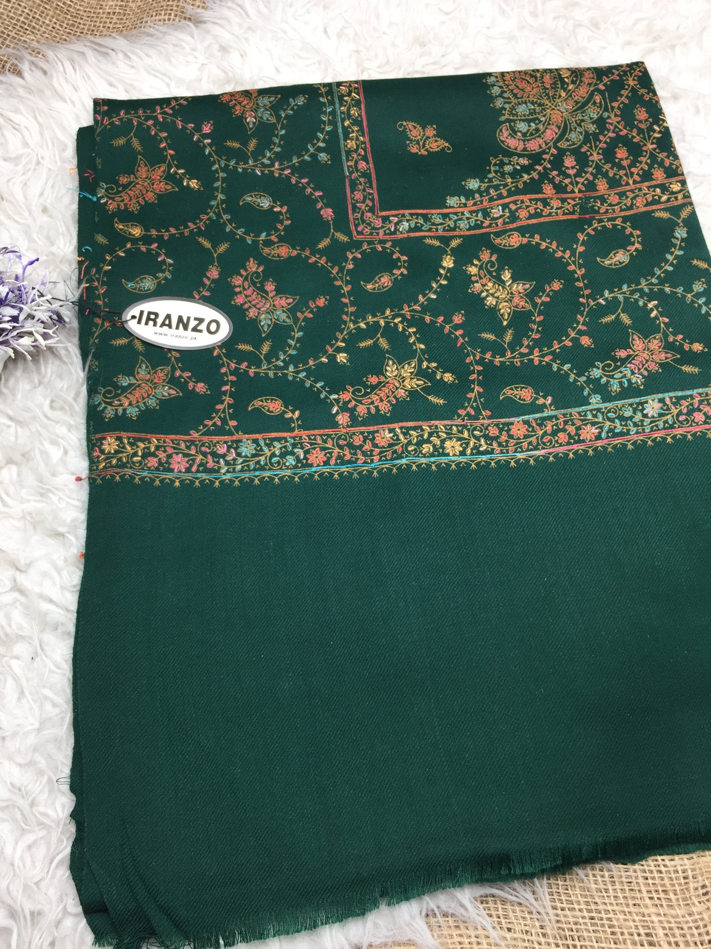 Hand Embroidered Central Motif Winter Stole New Arrivals