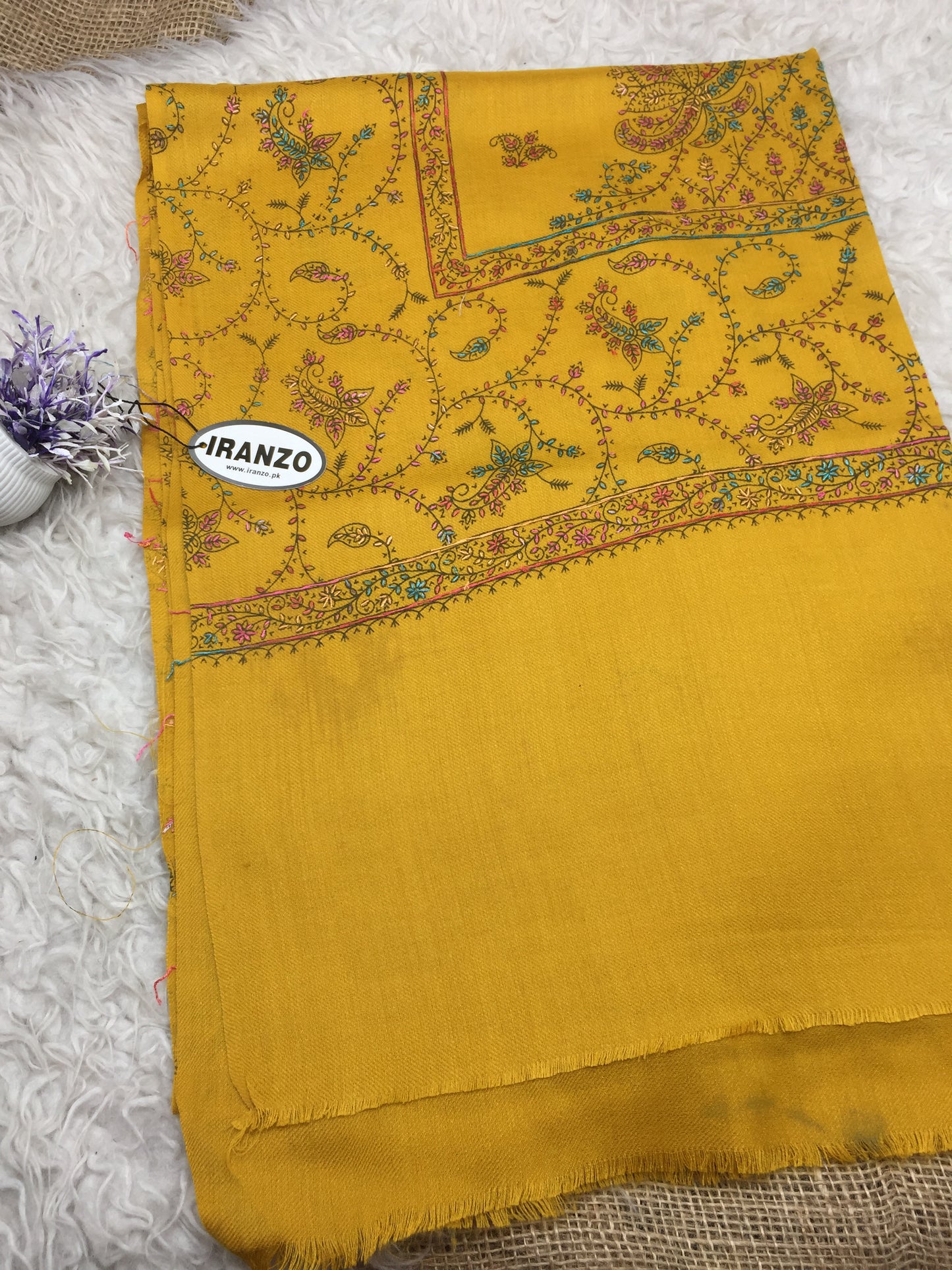 Hand Embroidered Central Motif Winter Stole New Arrivals