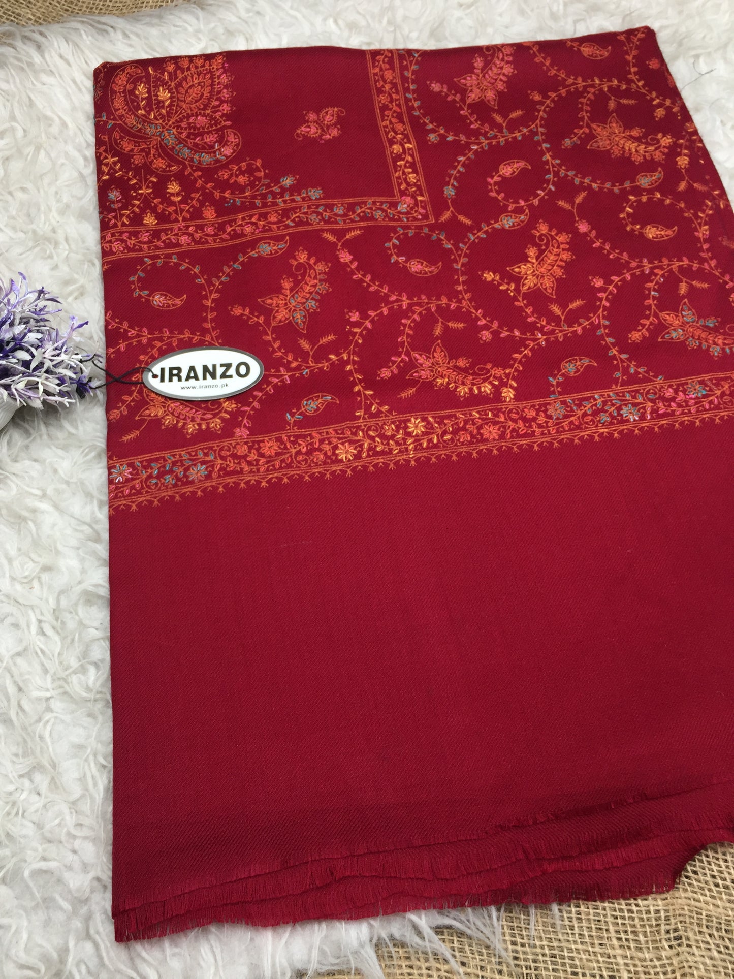 Hand Embroidered Central Motif Winter Stole New Arrivals