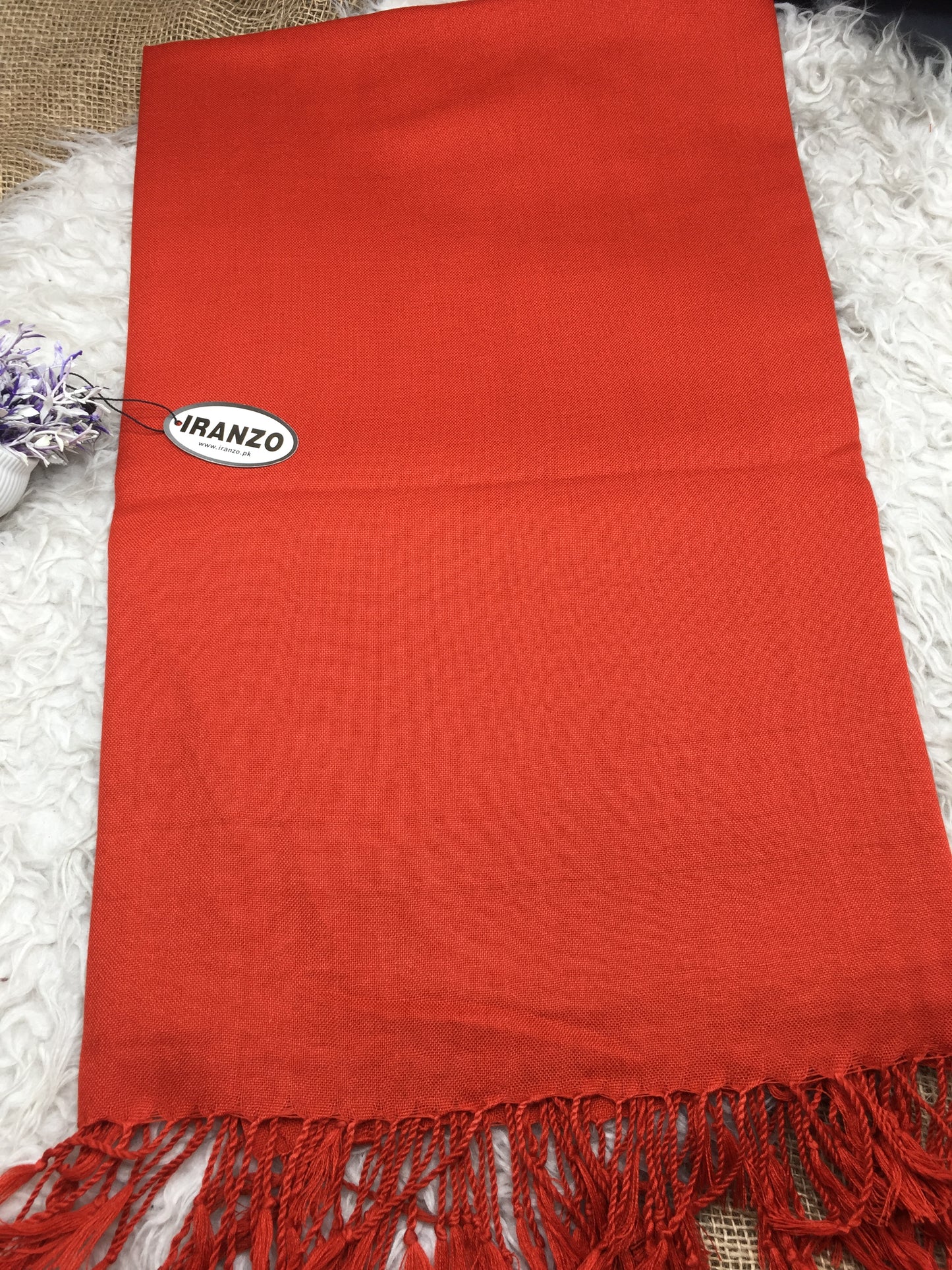 Classic Wool Blend Shawl With Tassels