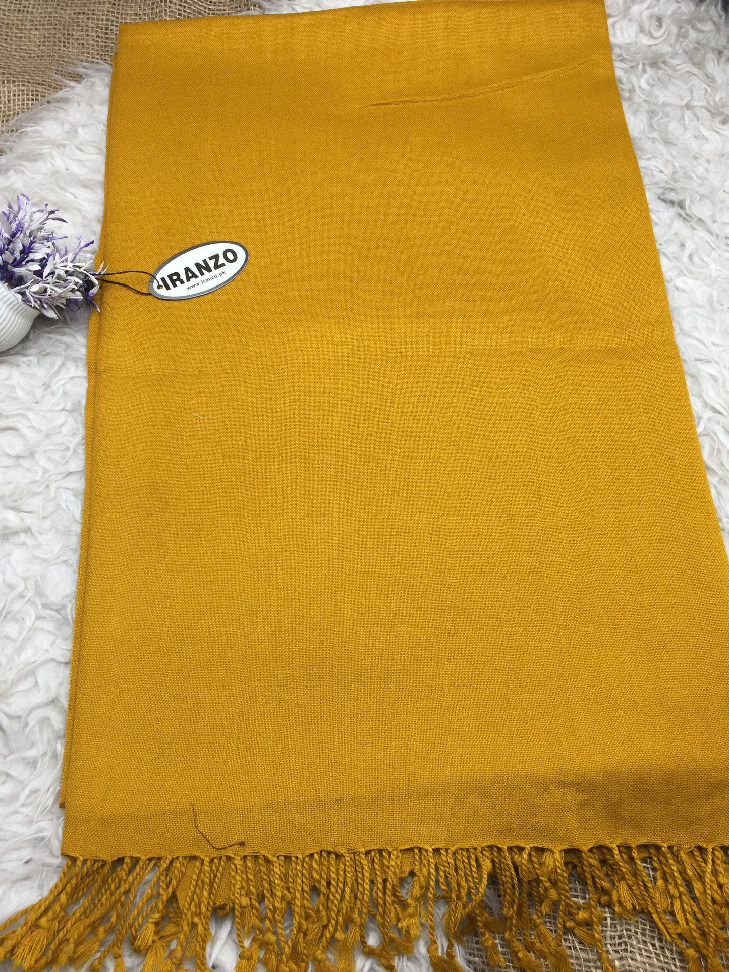 Classic Wool Blend Shawl With Tassels