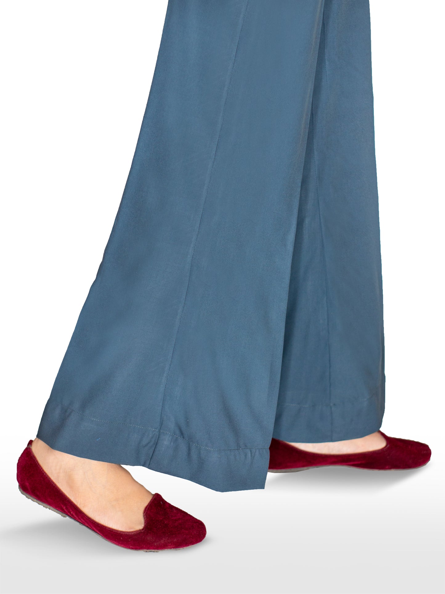 METALLIC BLUE IRISH LINEN BELL BOTTOM