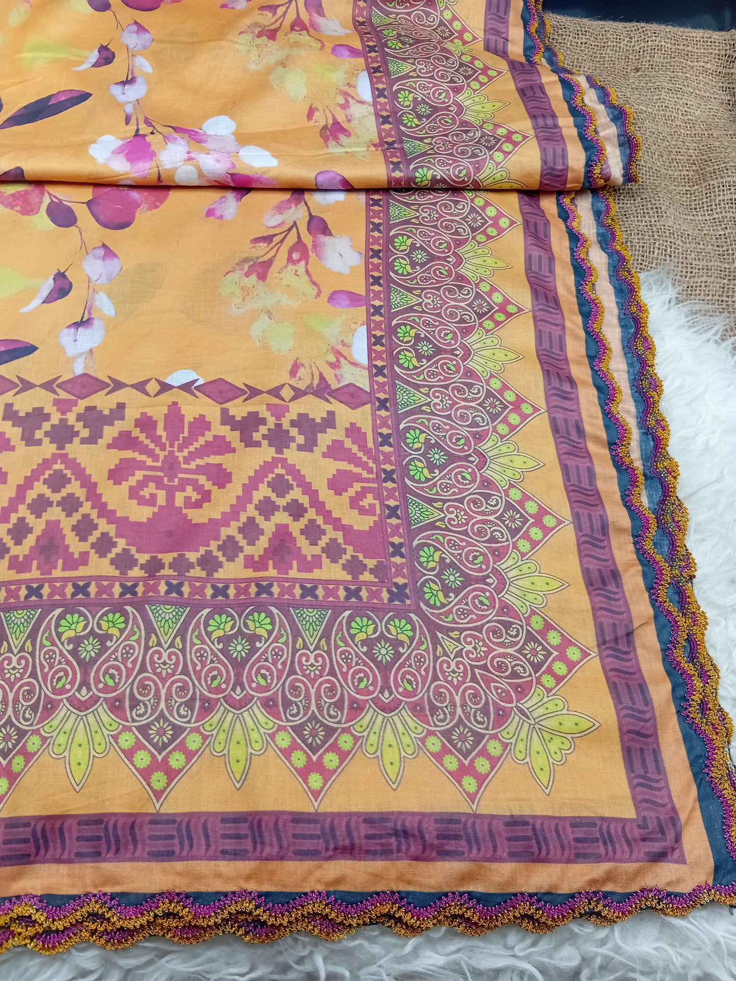 Lawn Dupatta Fourside Crochet Just in