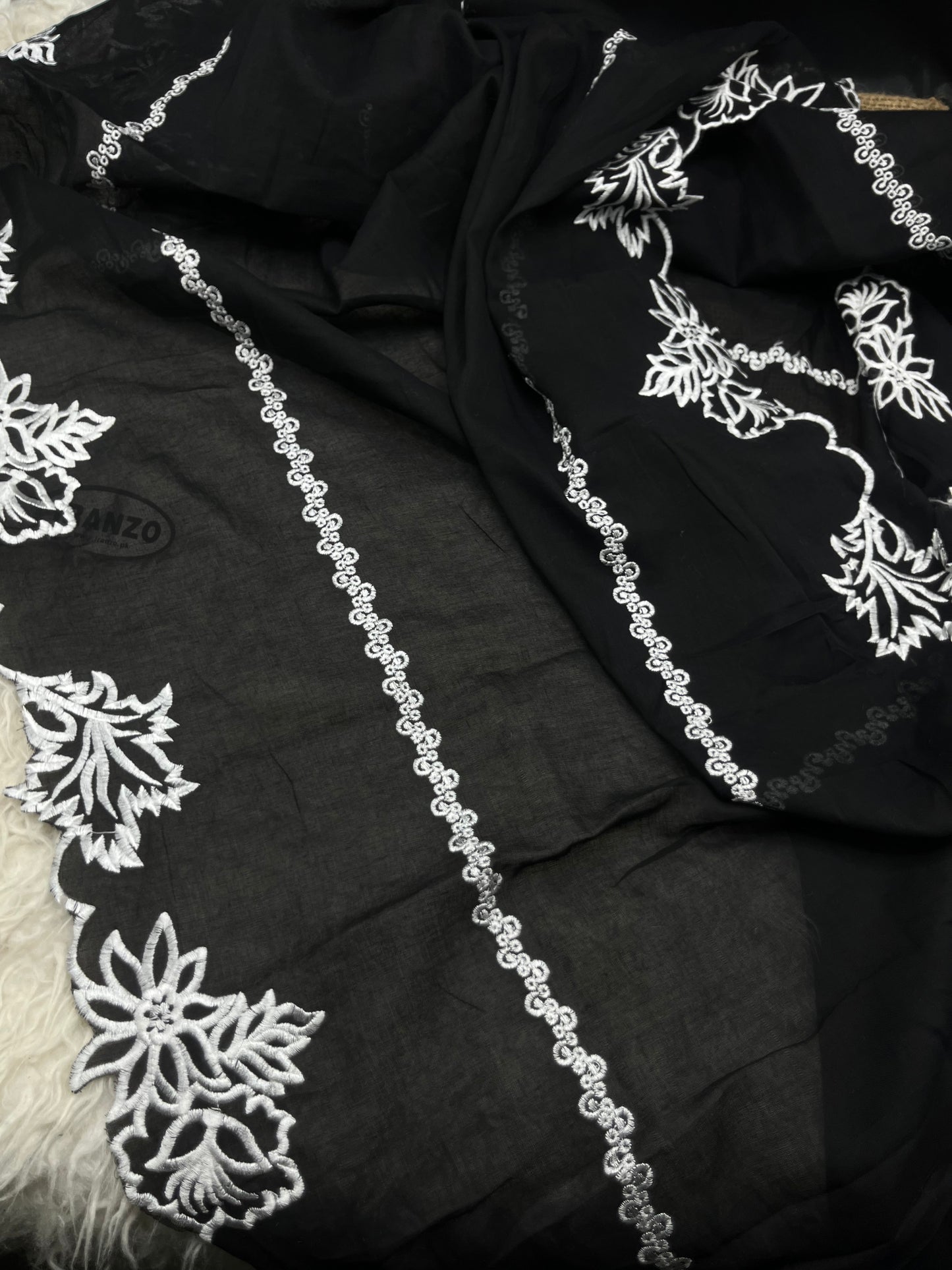 Embroidered Two Side Border Lawn Voil Dupatta Just In