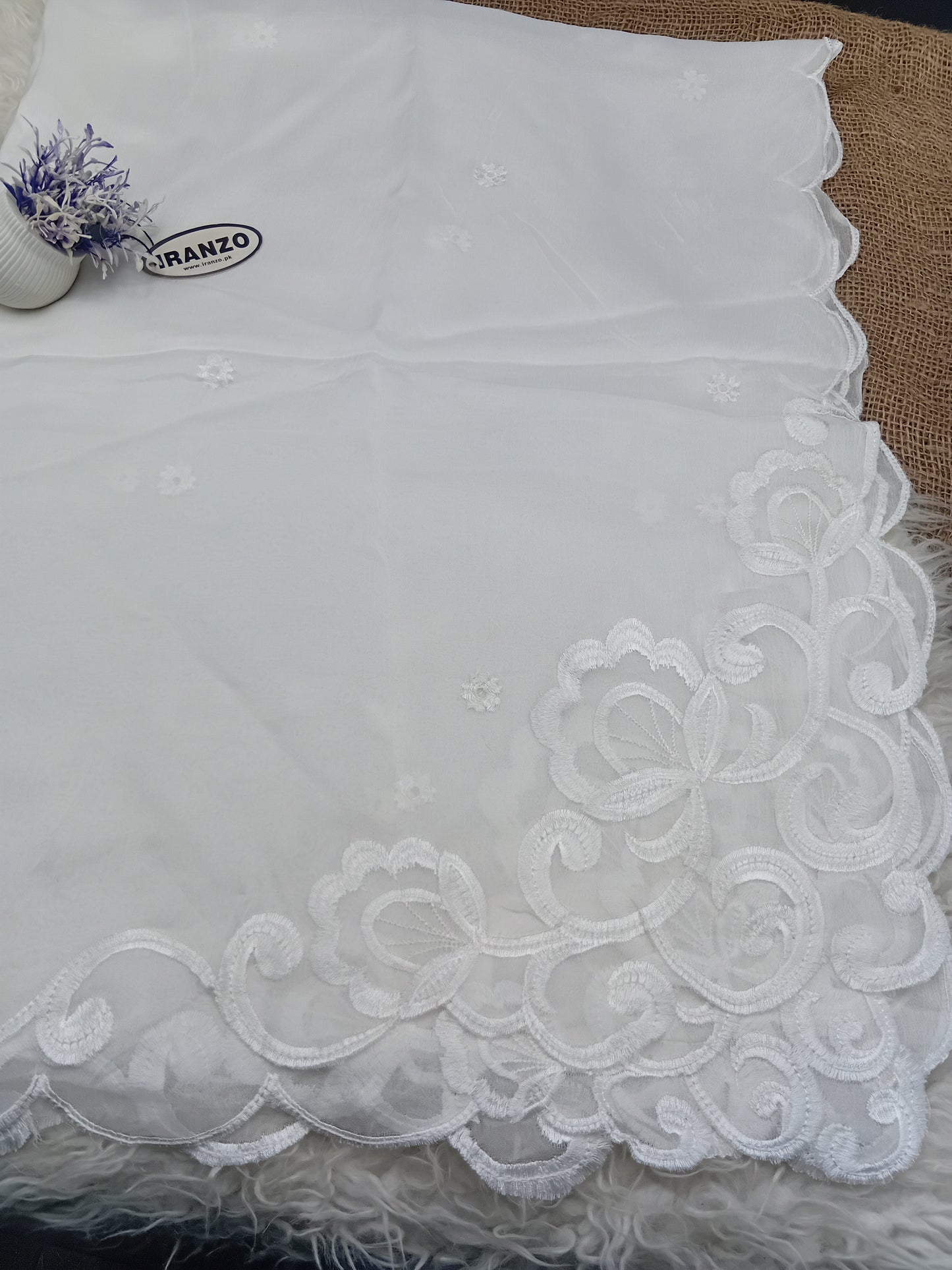 Dyeable Embroidered Chiffon Dupatta Just In