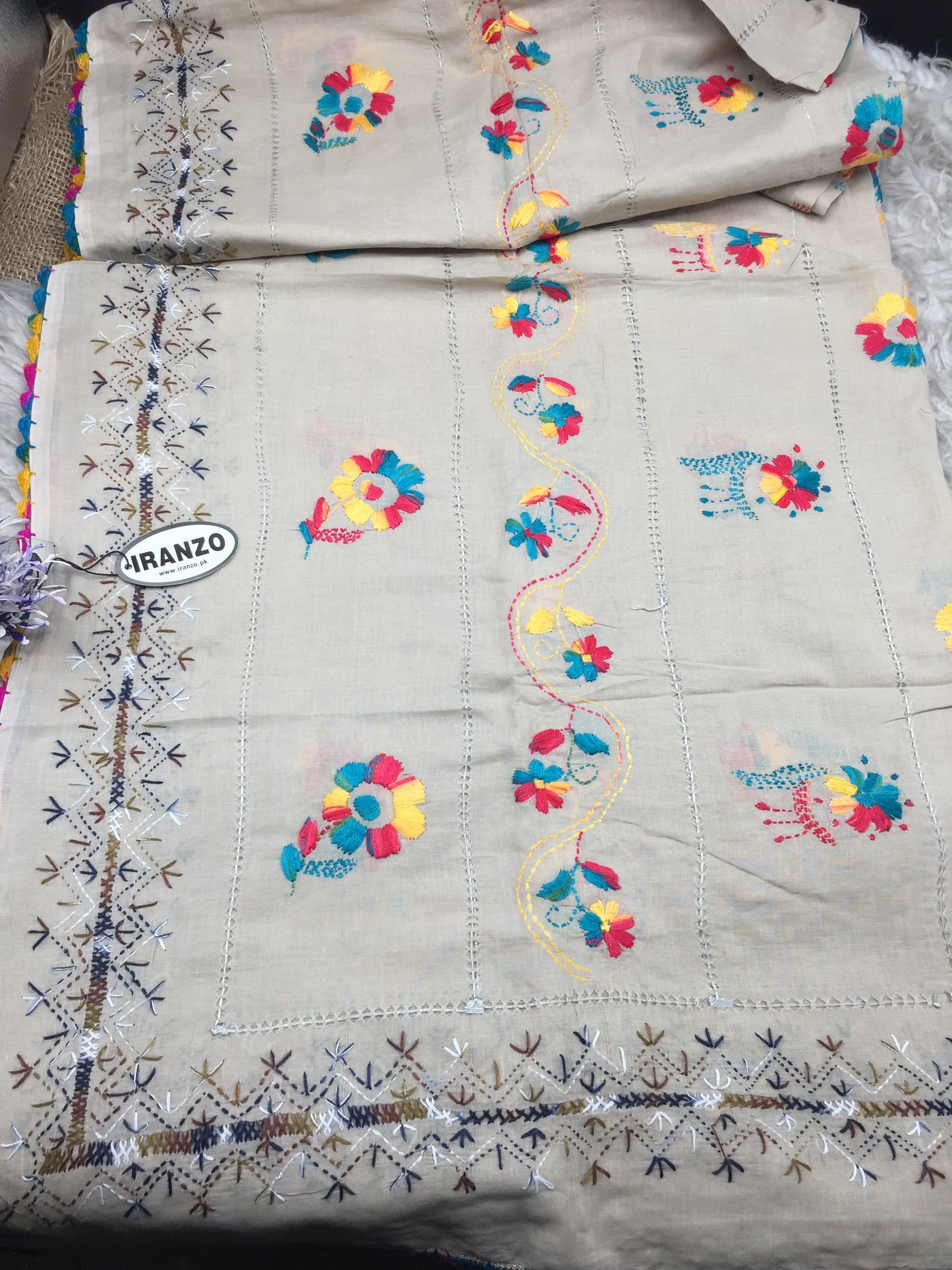 Hand Embroidered Lawn Shawl