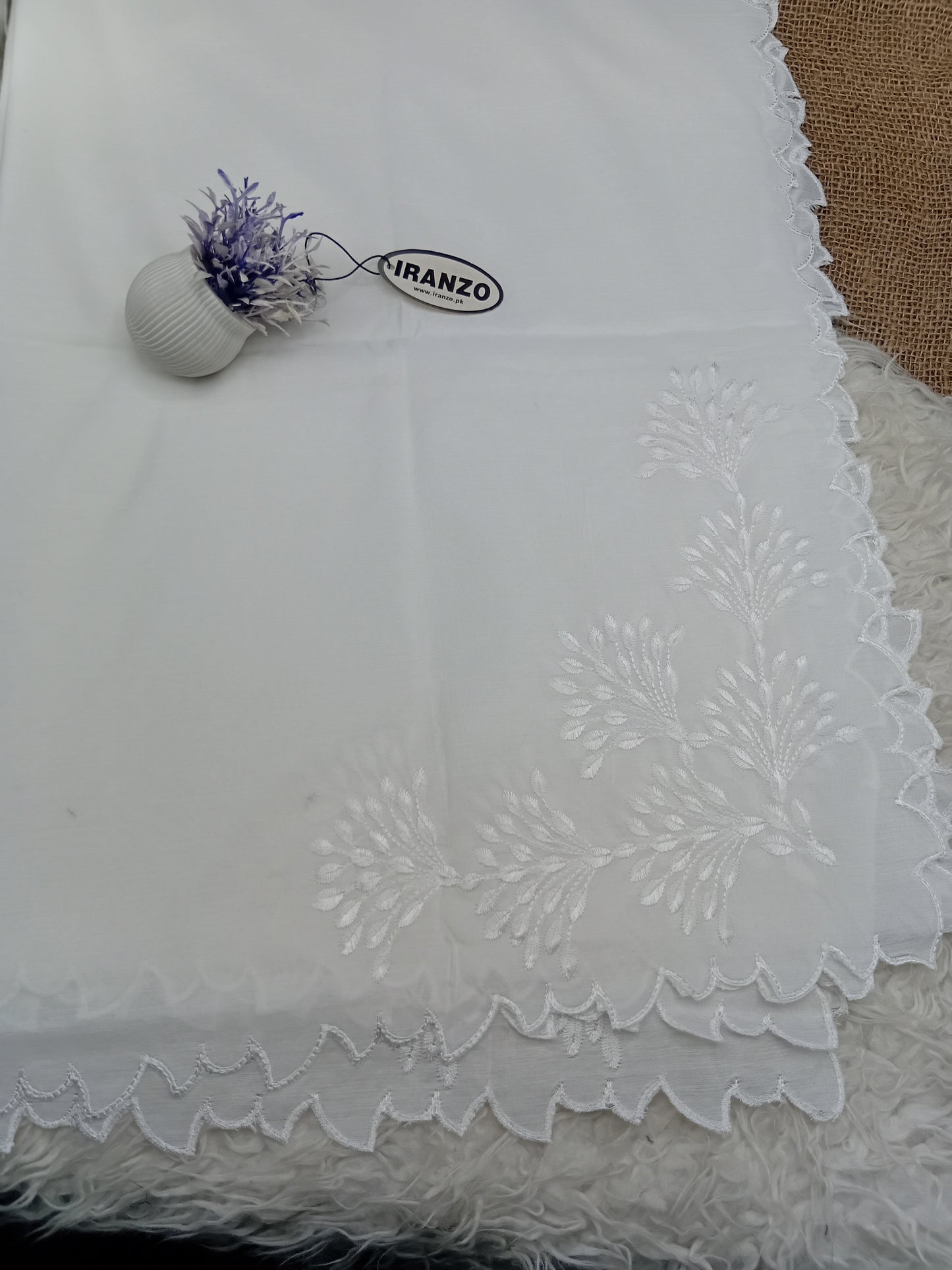 Elegant Four Side Embroidered Paper Cotton Dyeable Dupatta Just In
