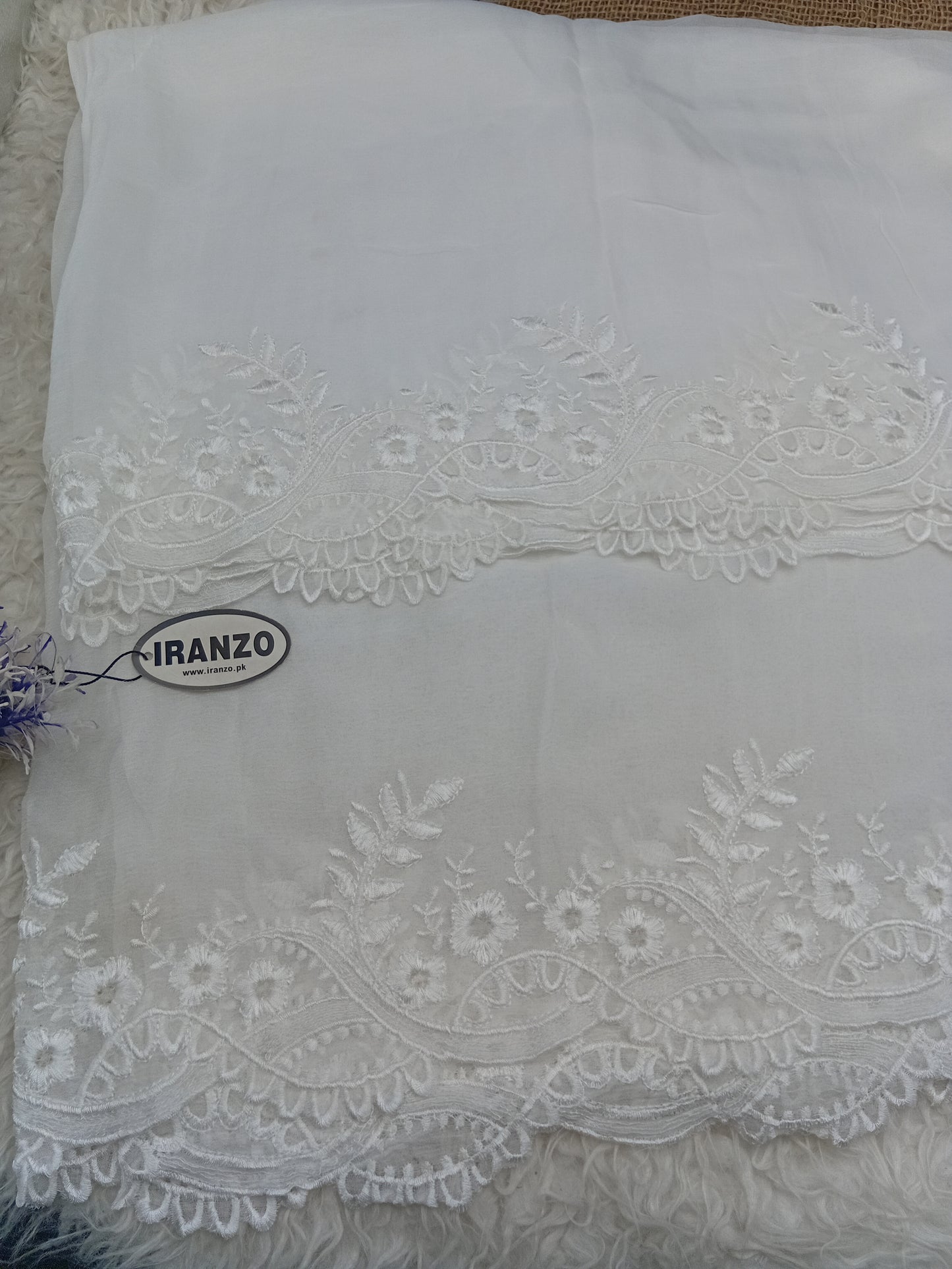 Two Side Border Dyeable Embroidered Chiffon Dupatta Just In