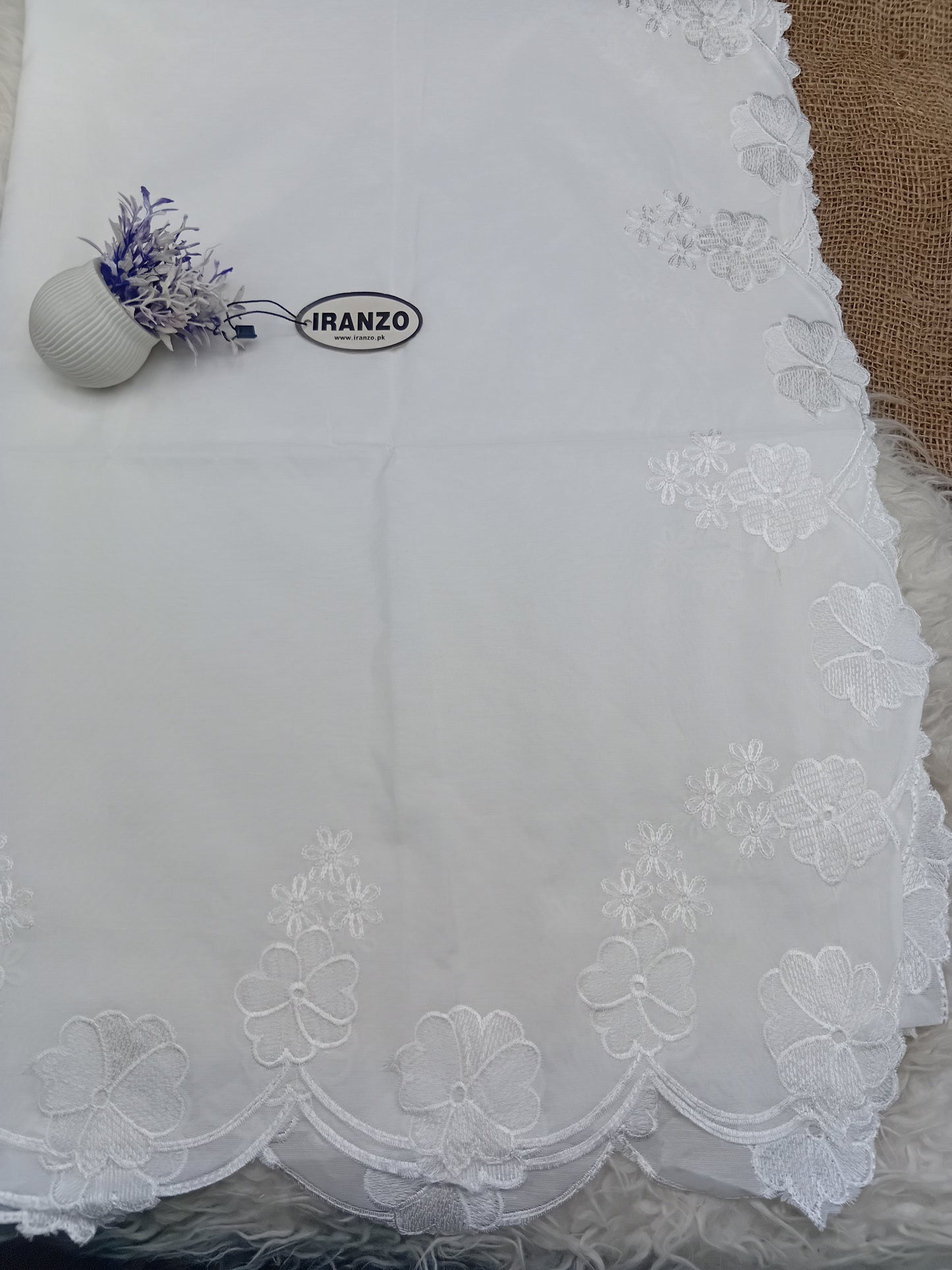Elegant Four Side Embroidered Paper Cotton Dyeable Dupatta Just In