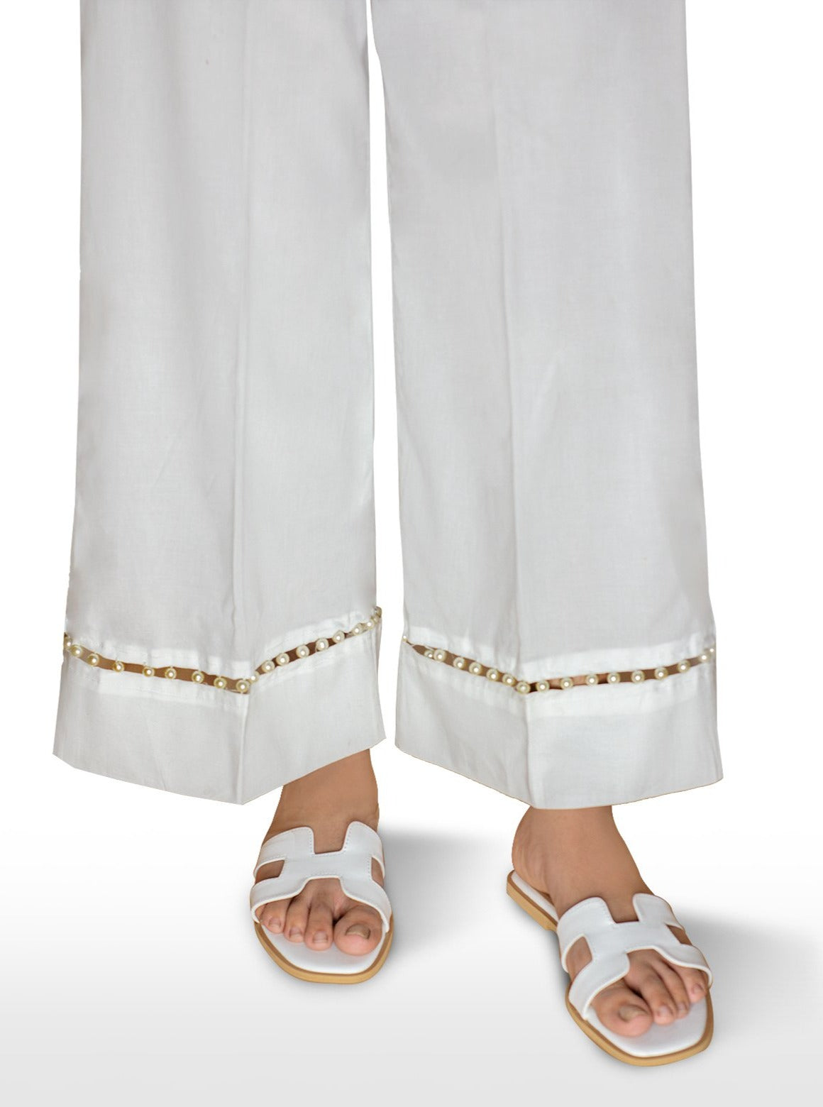 White Embellished Palazo