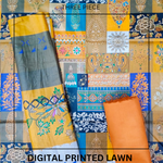 Unstitched Digital Printed Lawn Three Piece