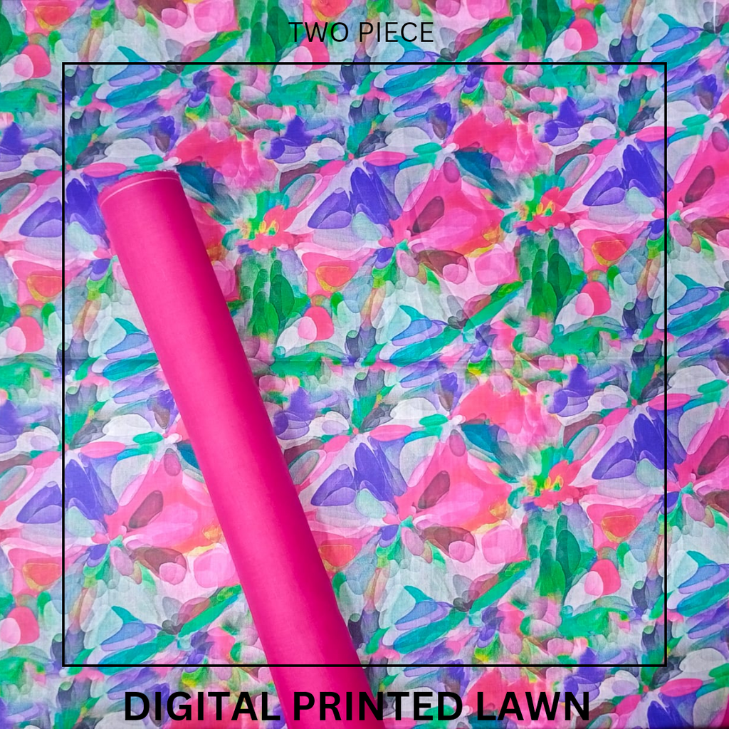 Unstitched Digital Printed Lawn Two Piece