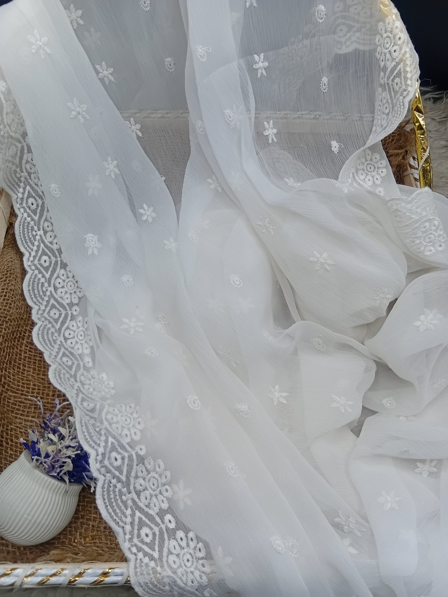 Embroidered Chiffon Dupatta