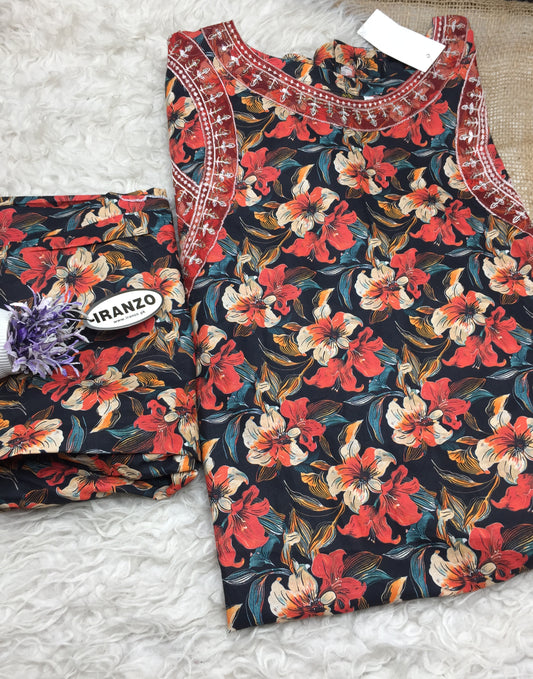 Two Piece Cotton Suit Large Size