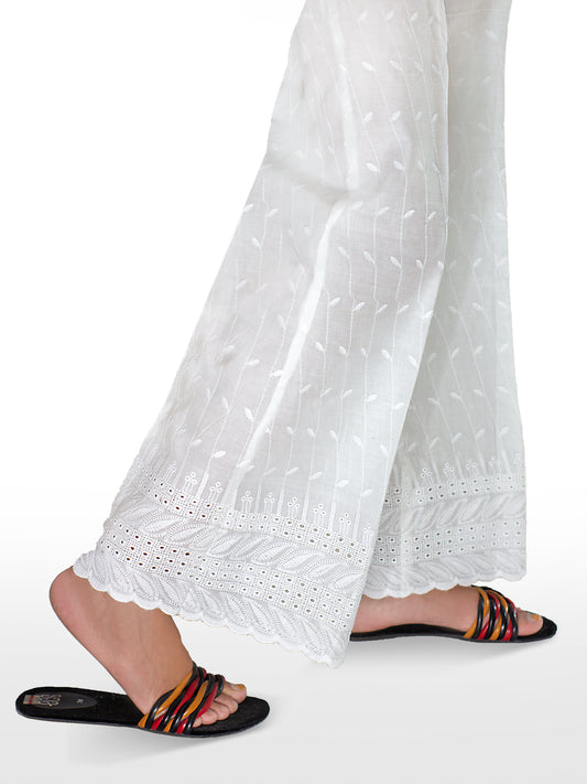 White Chikankari Bell Bottom