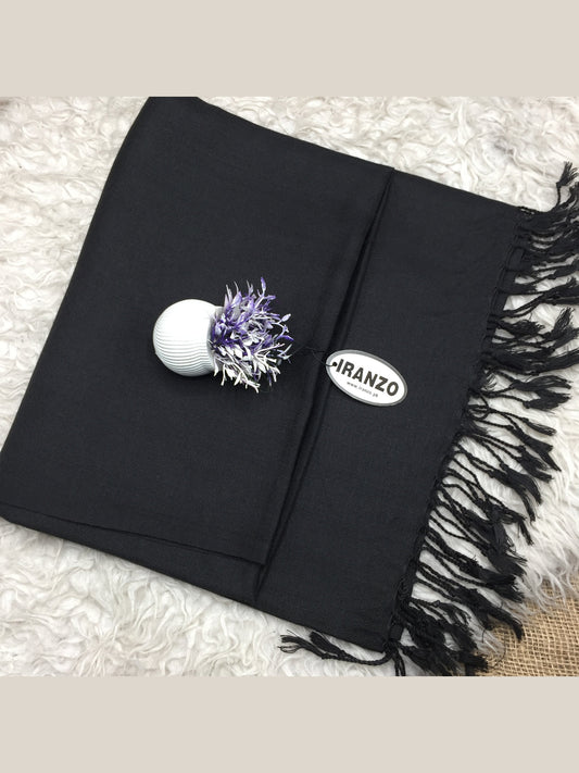 Classic Wool Blend Shawl With Tassels