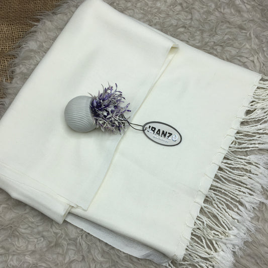 Classic Wool Blend Shawl With Tassels