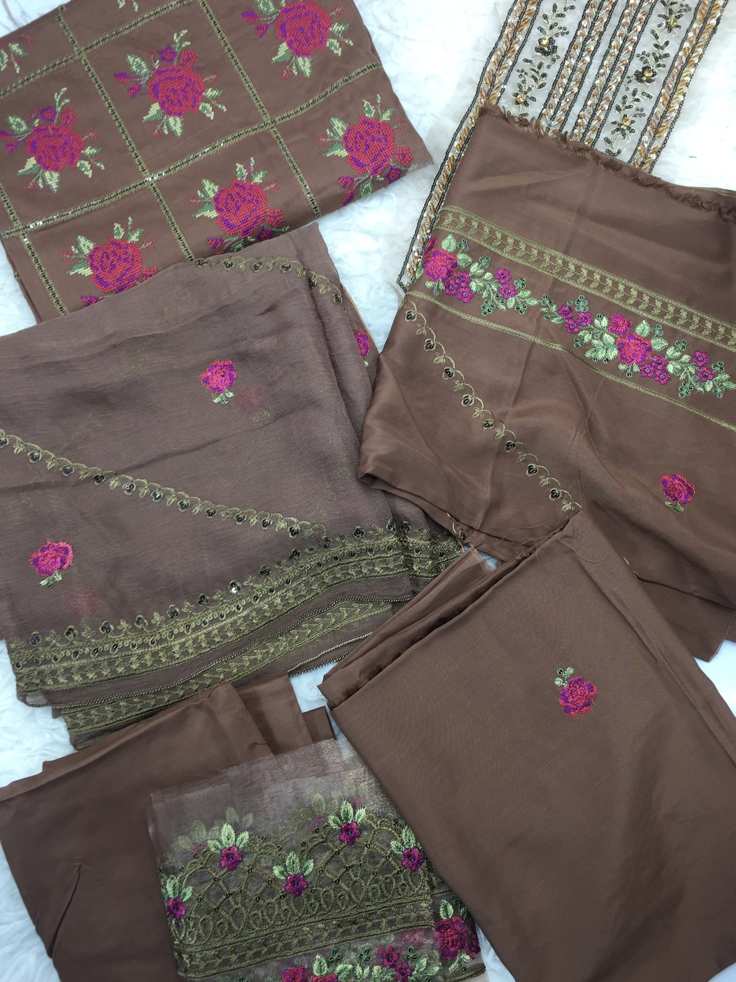 Viscose Embroidered Three Piece