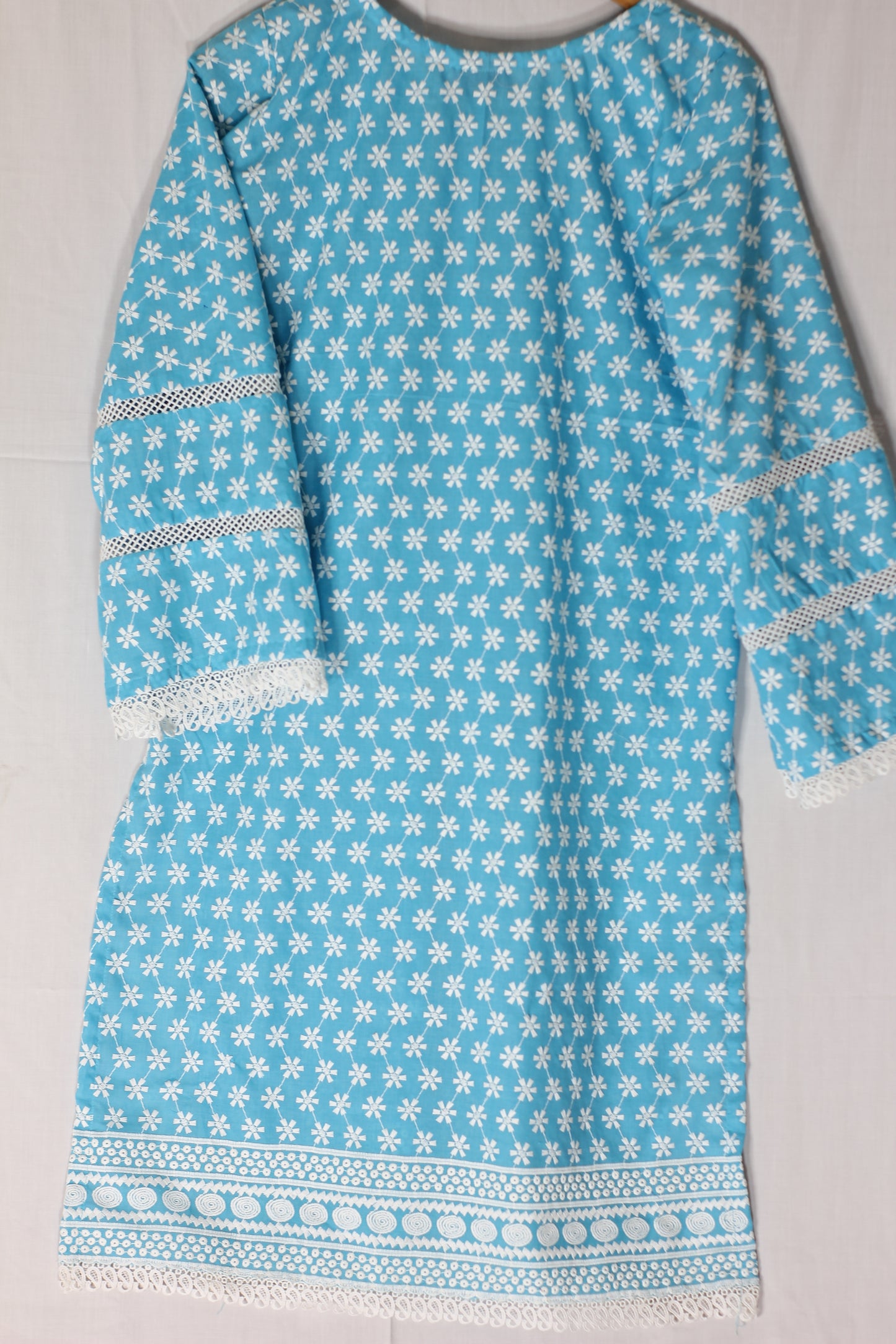 Aqua Embroidered Lawn Shirt