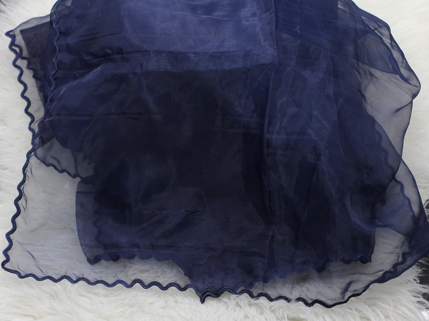 Four-sided cut work organza dupatta