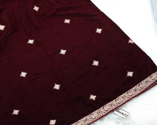 Imported Embroidered Velvet Shawl