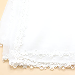 White Chiffon Dupatta - Four Side Lace