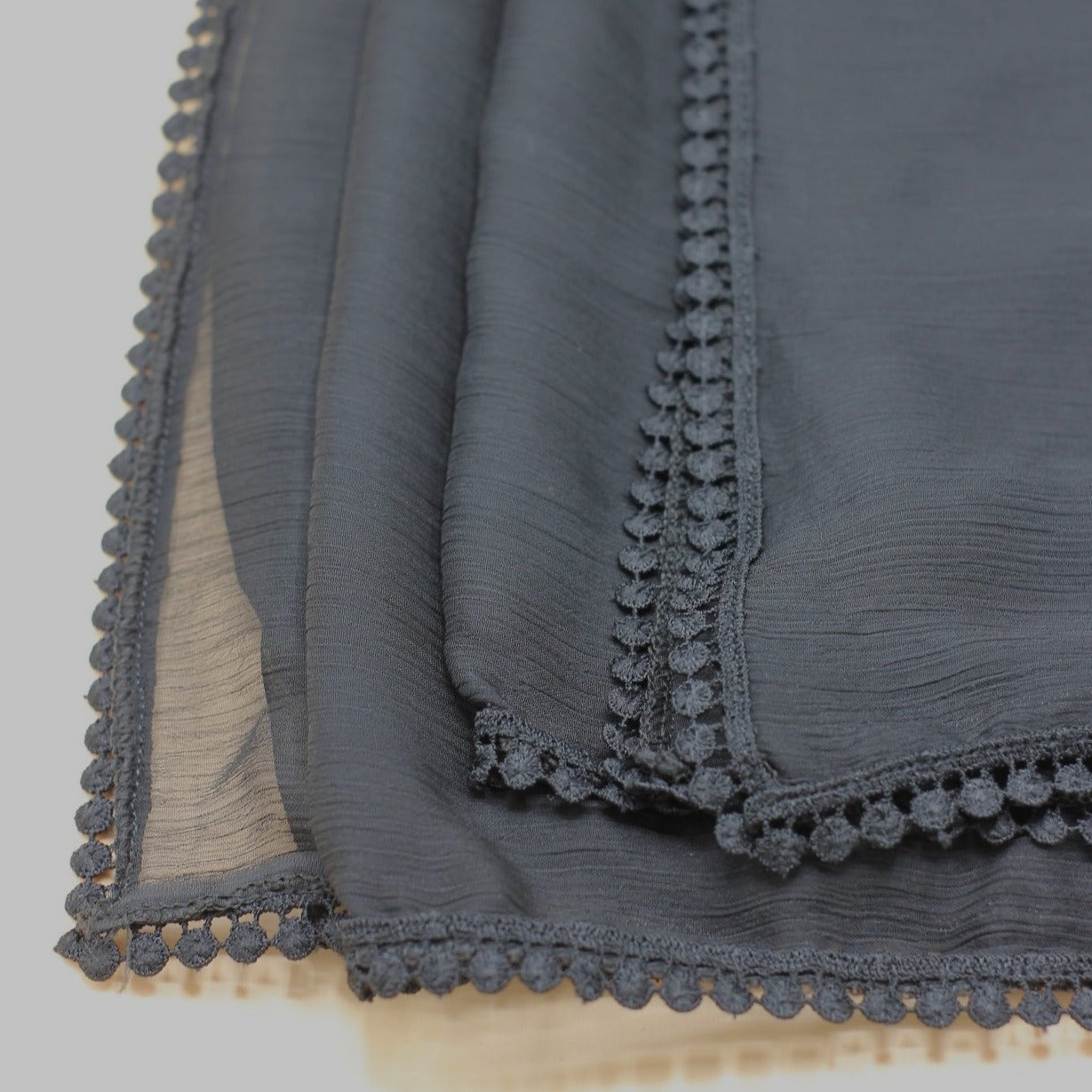 Black Chiffon Dupatta - Four Side Lace