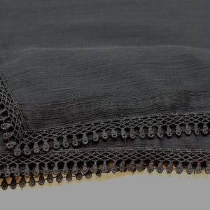 Black Chiffon Dupatta - Four Side Lace