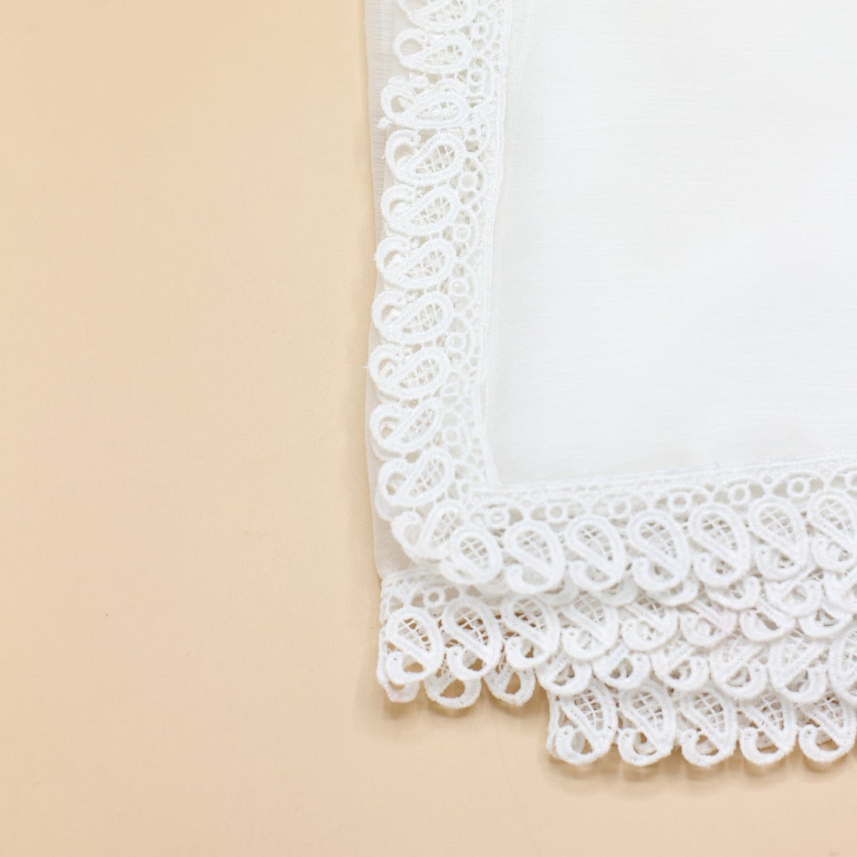 White Chiffon Dupatta - Four Side Lace