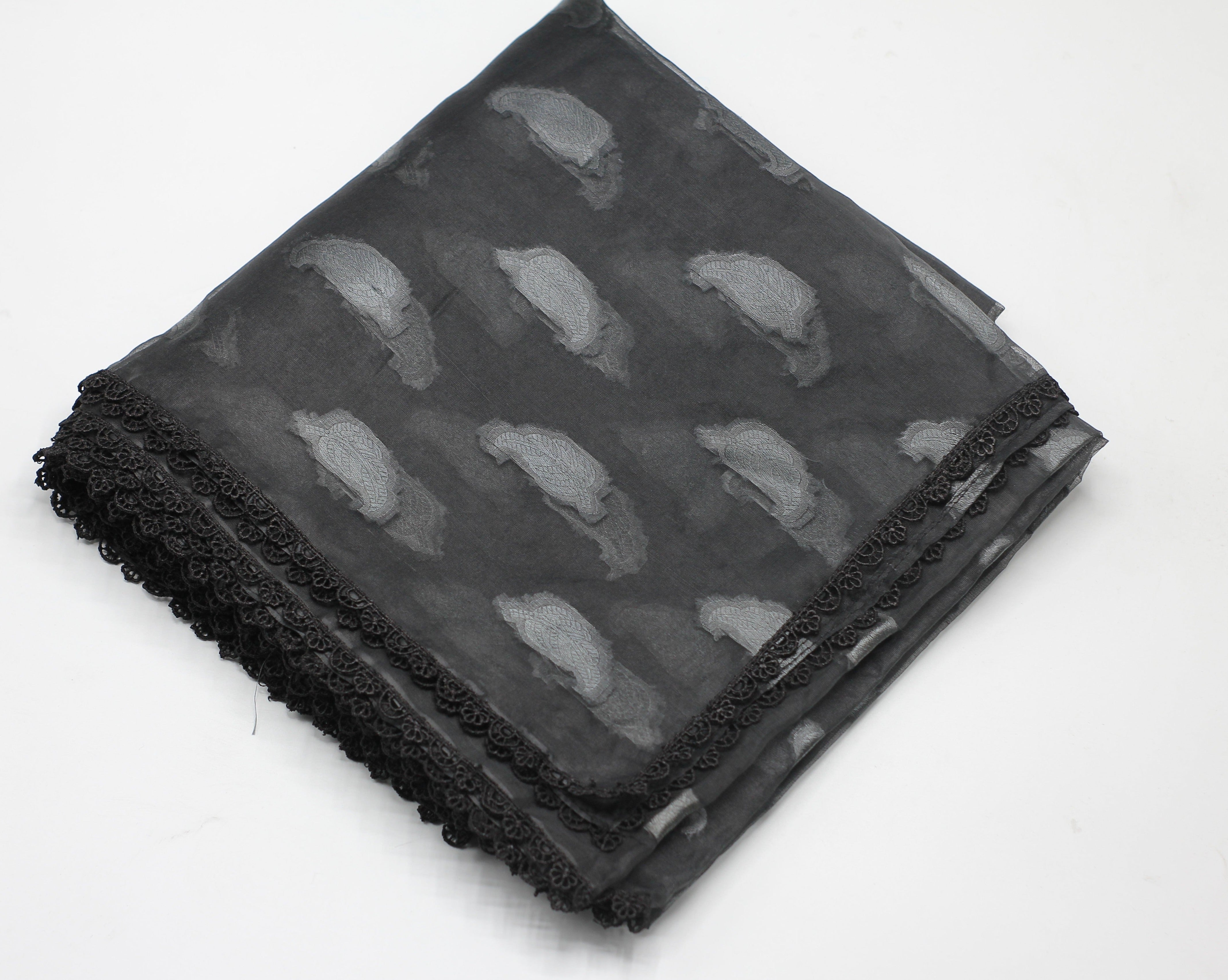 Black Brochia Organza Dupatta