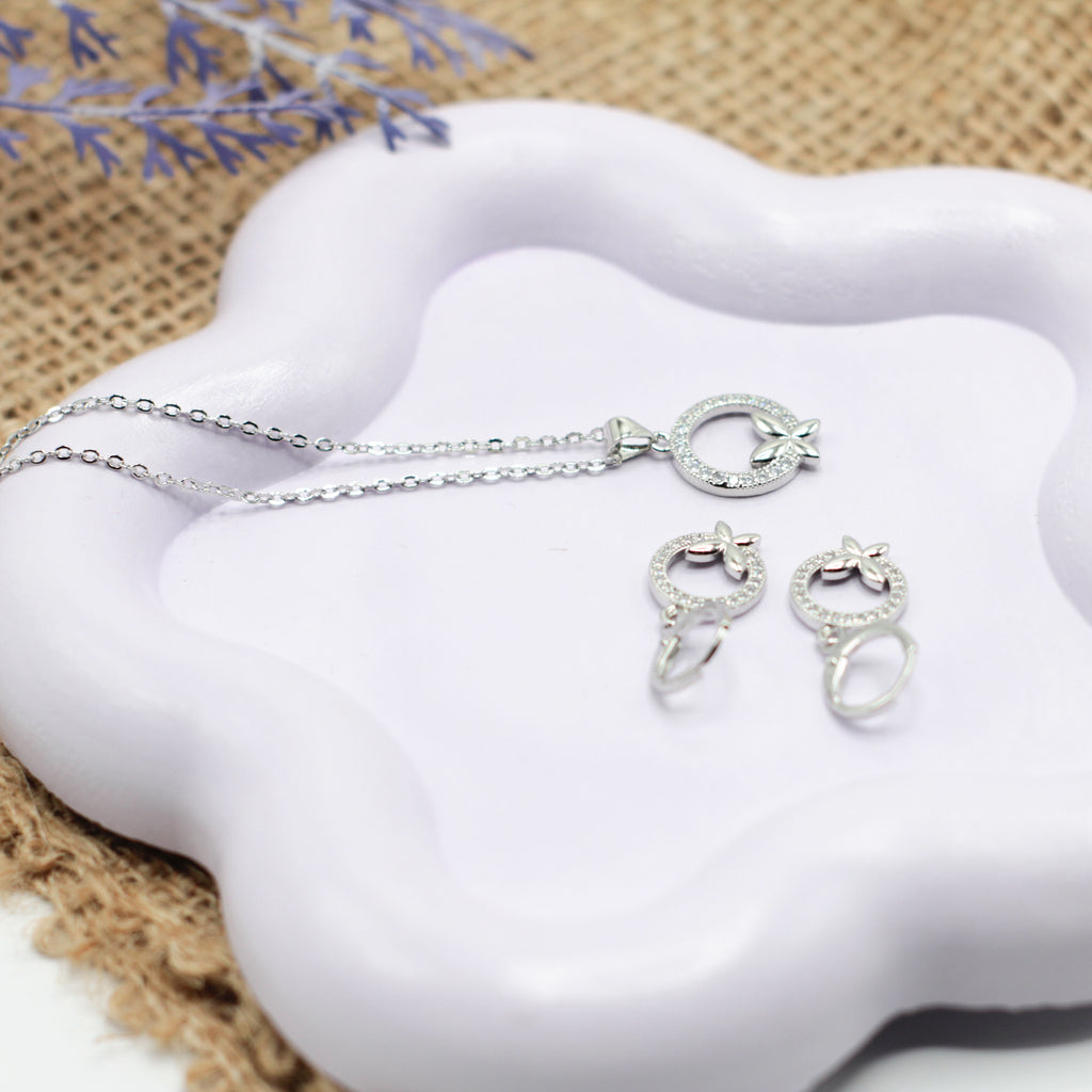 Silver Butterfly Zirconia Set