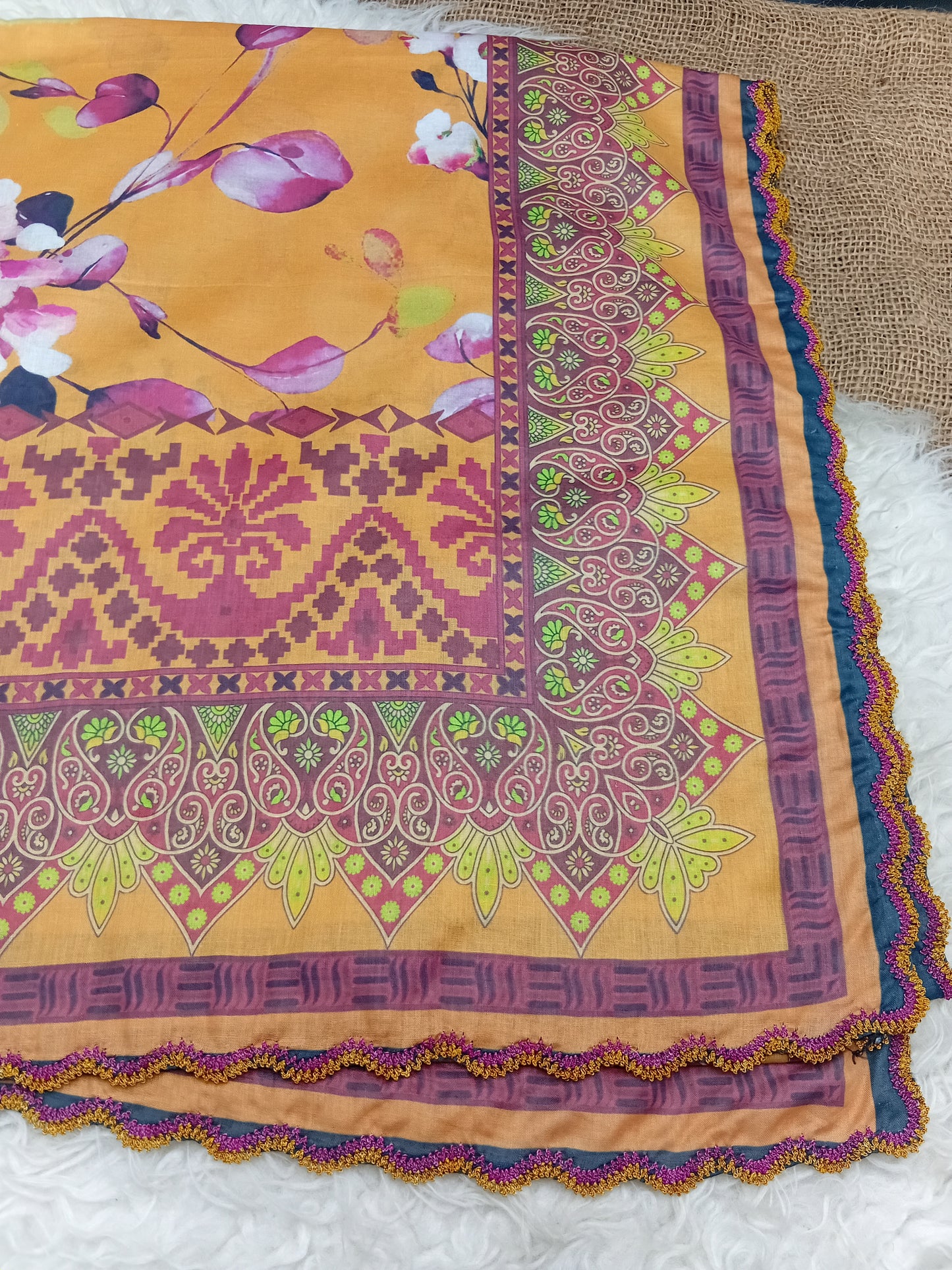 Lawn Dupatta Fourside Crochet Just in