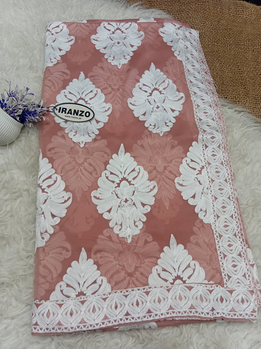 White Aari Embroidery Chiffon Dupatta With All-Over Motifs