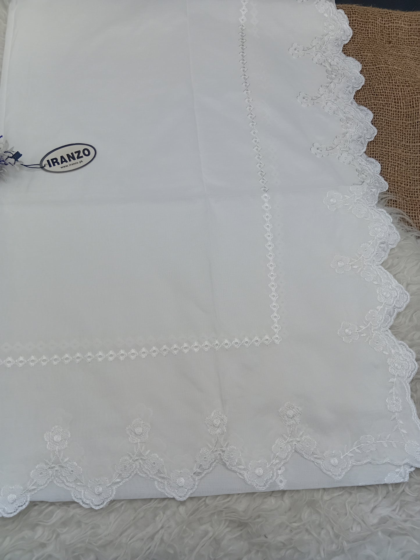 Elegant Four Side Embroidered Paper Cotton Dyeable Dupatta Just In