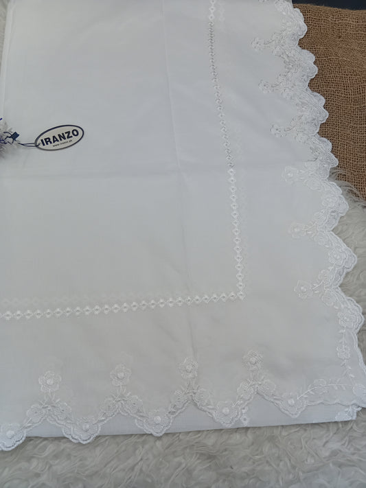 Elegant Four Side Embroidered Paper Cotton Dyeable Dupatta Just In