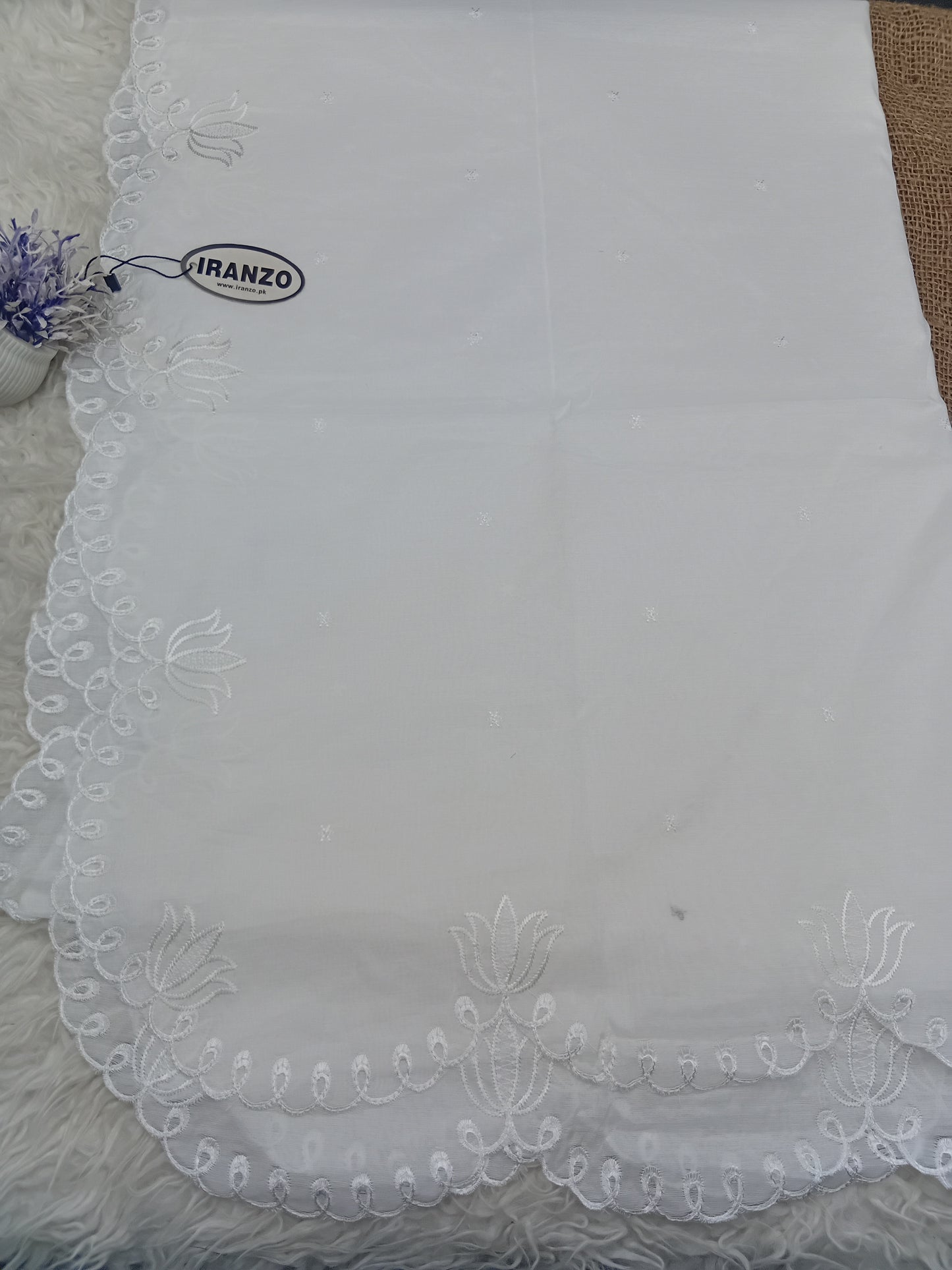 Elegant Four Side Embroidered Paper Cotton Dyeable Dupatta Just In
