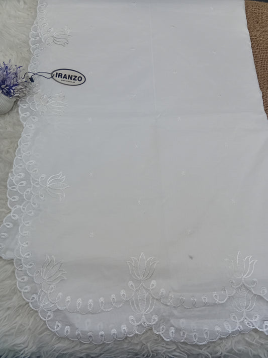 Elegant Four Side Embroidered Paper Cotton Dyeable Dupatta Just In