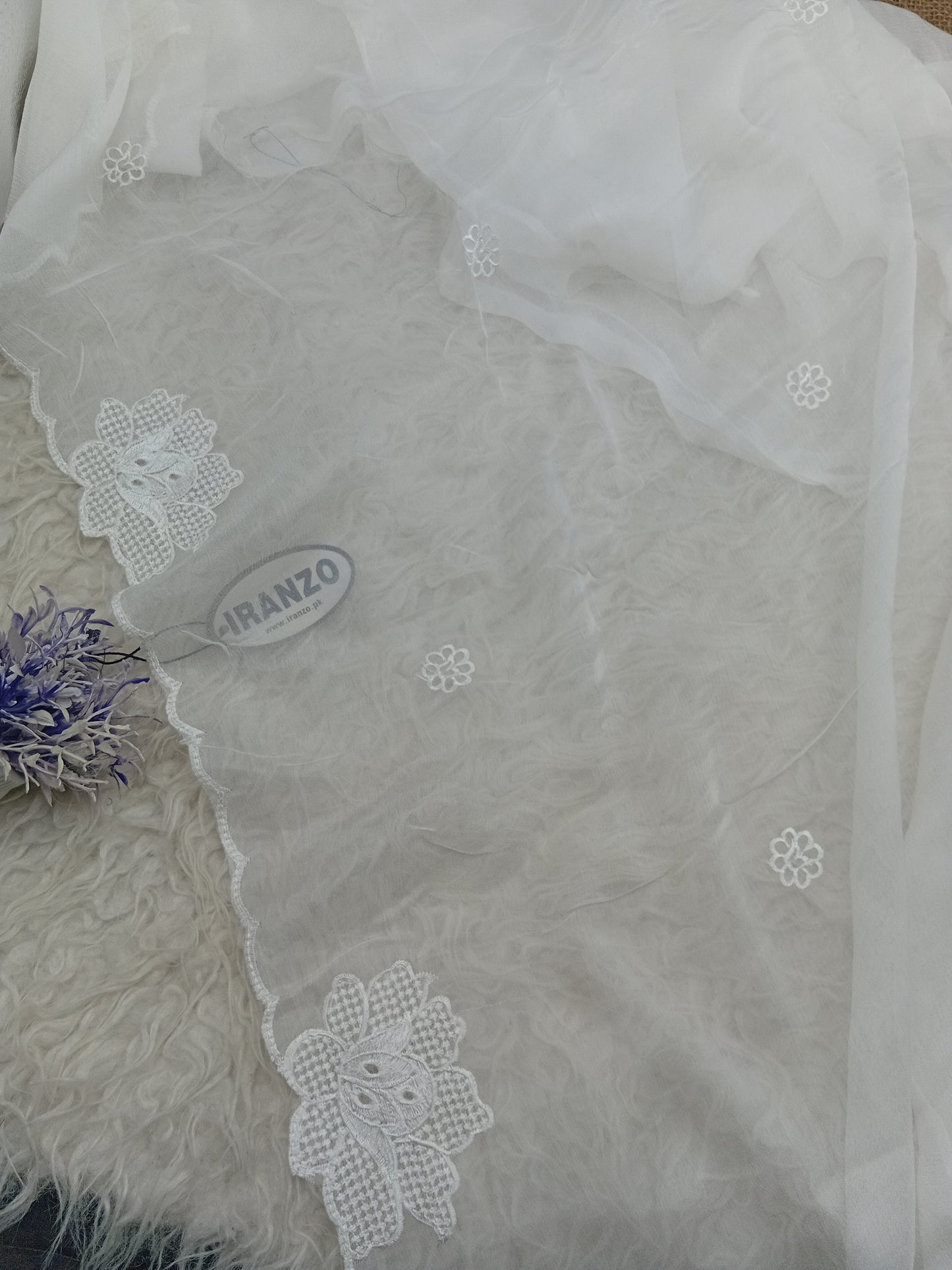 Two Side Border Dyeable Embroidered Chiffon Dupatta Just In