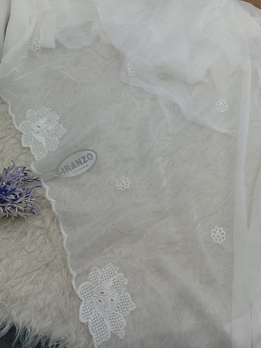Two Side Border Dyeable Embroidered Chiffon Dupatta Just In