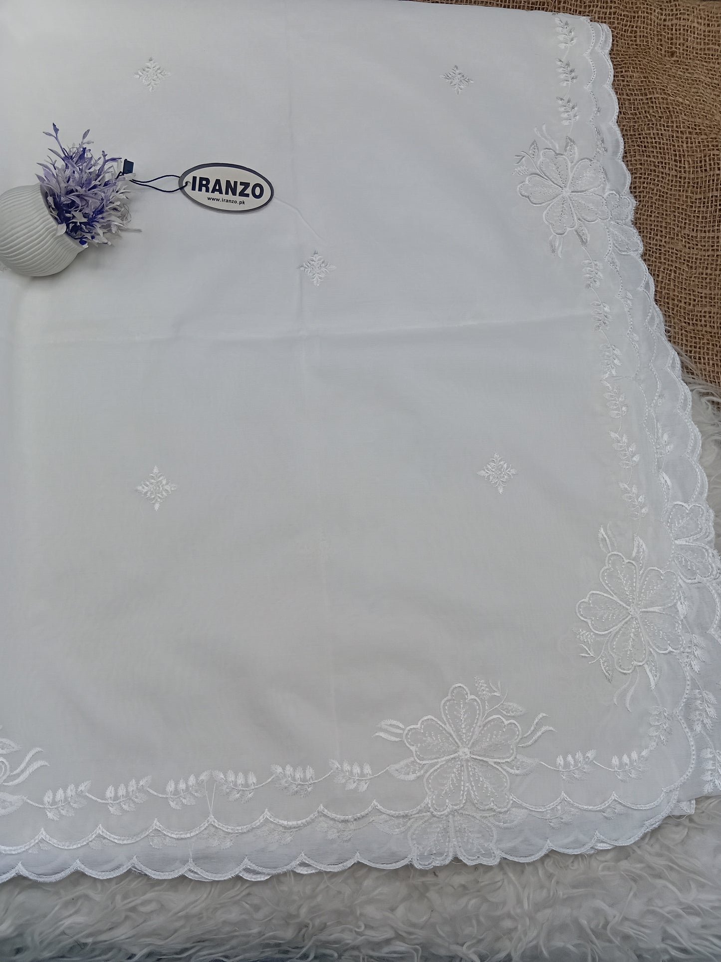 Elegant Four Side Embroidered Paper Cotton Dyeable Dupatta Just In