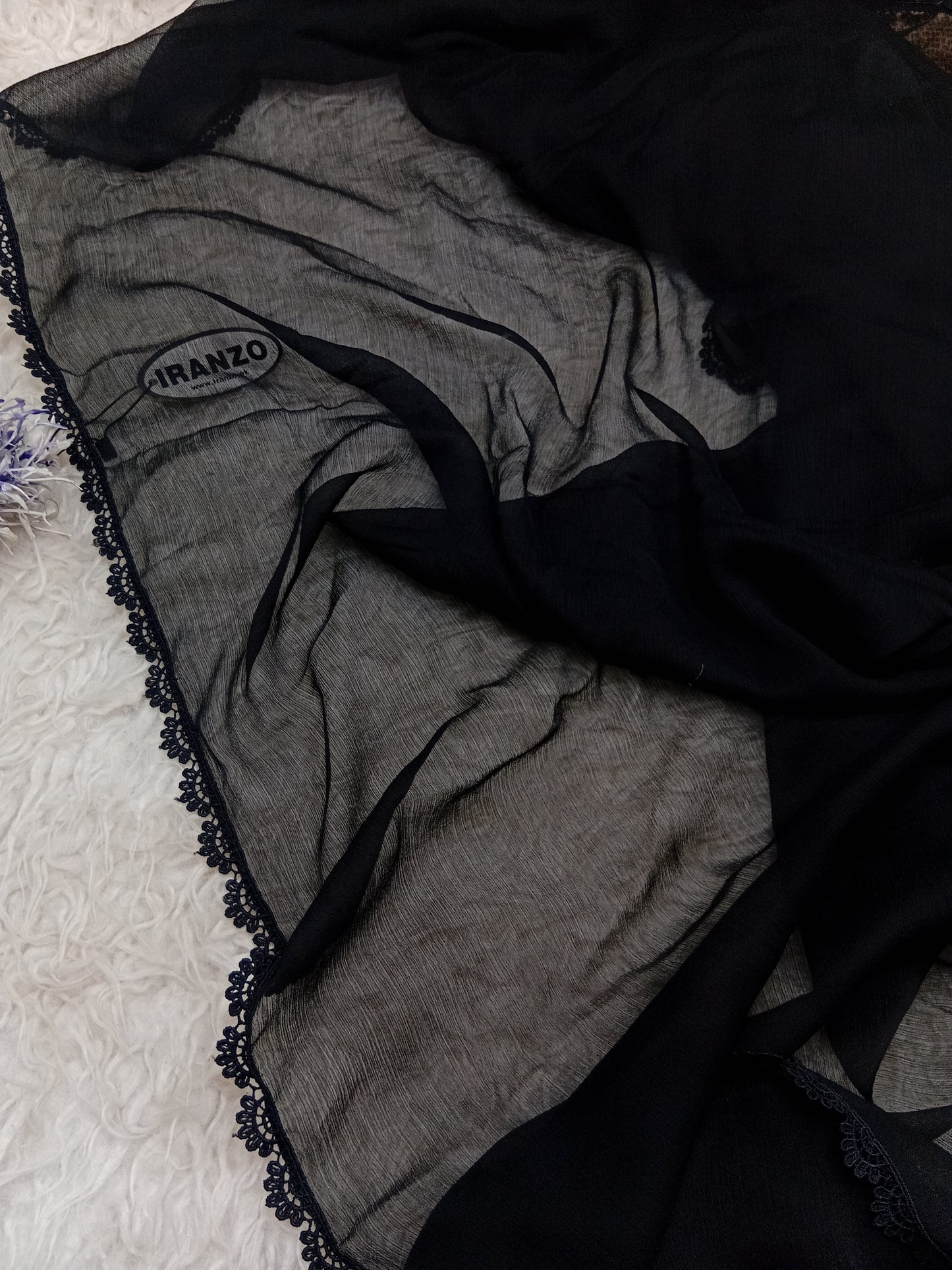 Black Chiffon Dupatta Four Side Lace Just In