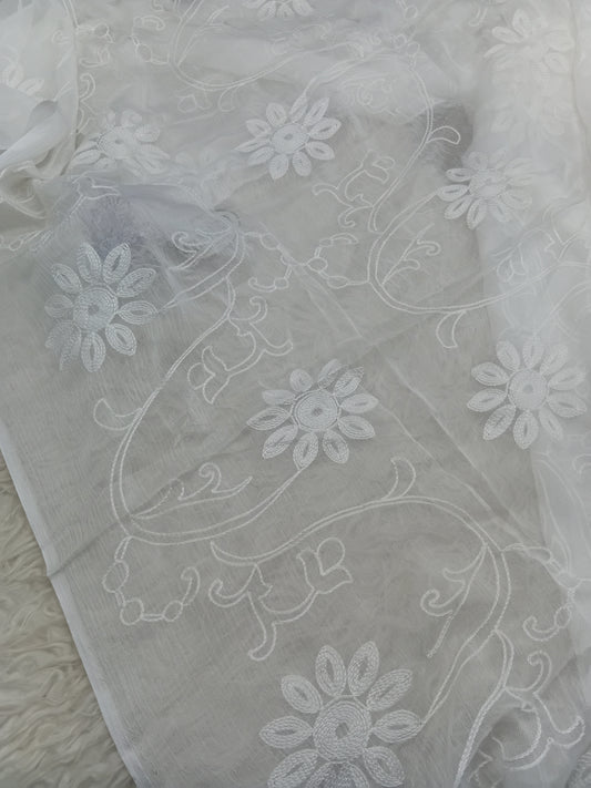 Dyeable Embroidered Chiffon Dupatta Just In