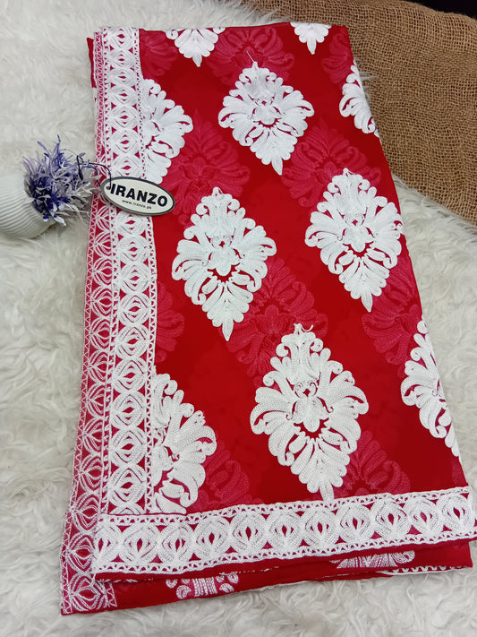 White Aari Embroidery Chiffon Dupatta With All-Over Motifs