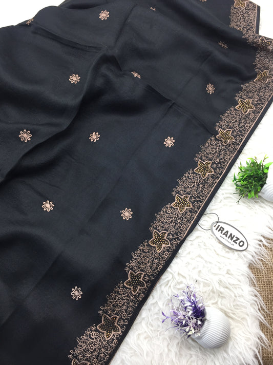 Embroidered Winter Shawl with stone embellishment