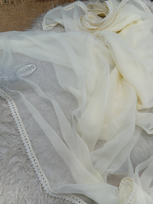 Chiffon Dupatta - Four Side Lace